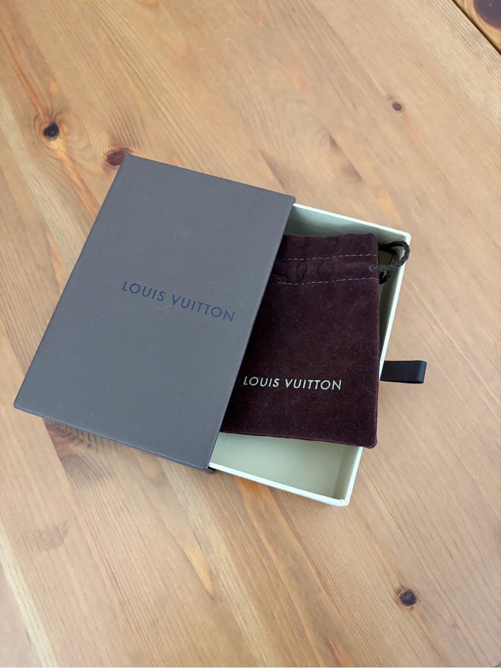 Louis Vuitton Brown Storage Gift Box and Small Velvet Pouch